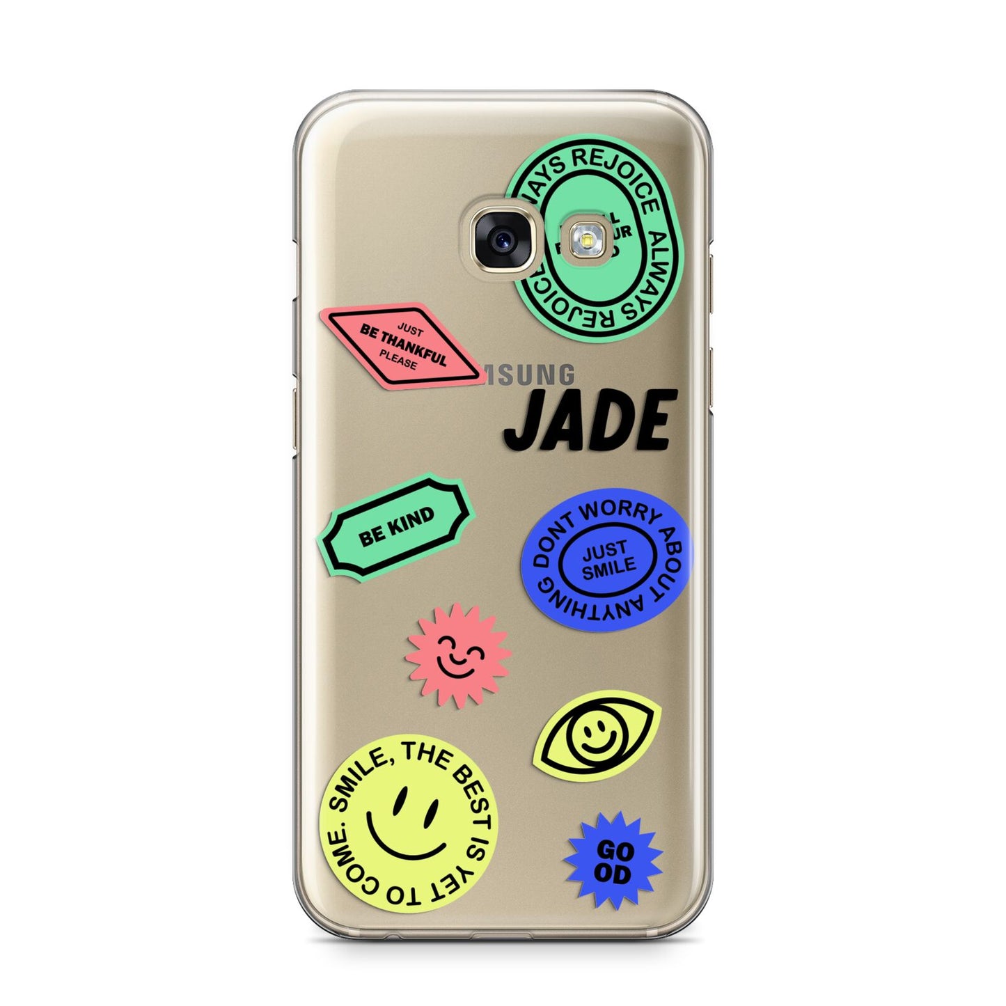 Custom Stickers Samsung Galaxy A3 2017 Case on gold phone