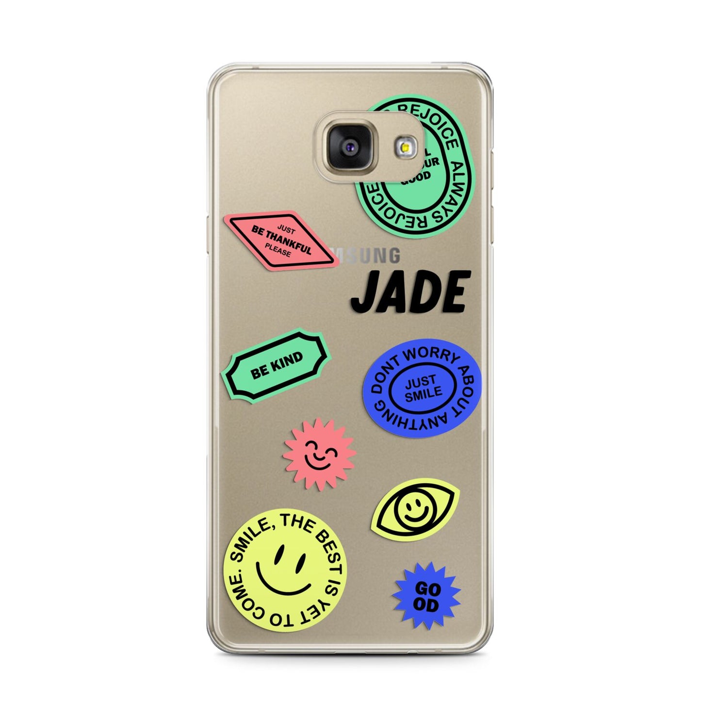 Custom Stickers Samsung Galaxy A7 2016 Case on gold phone