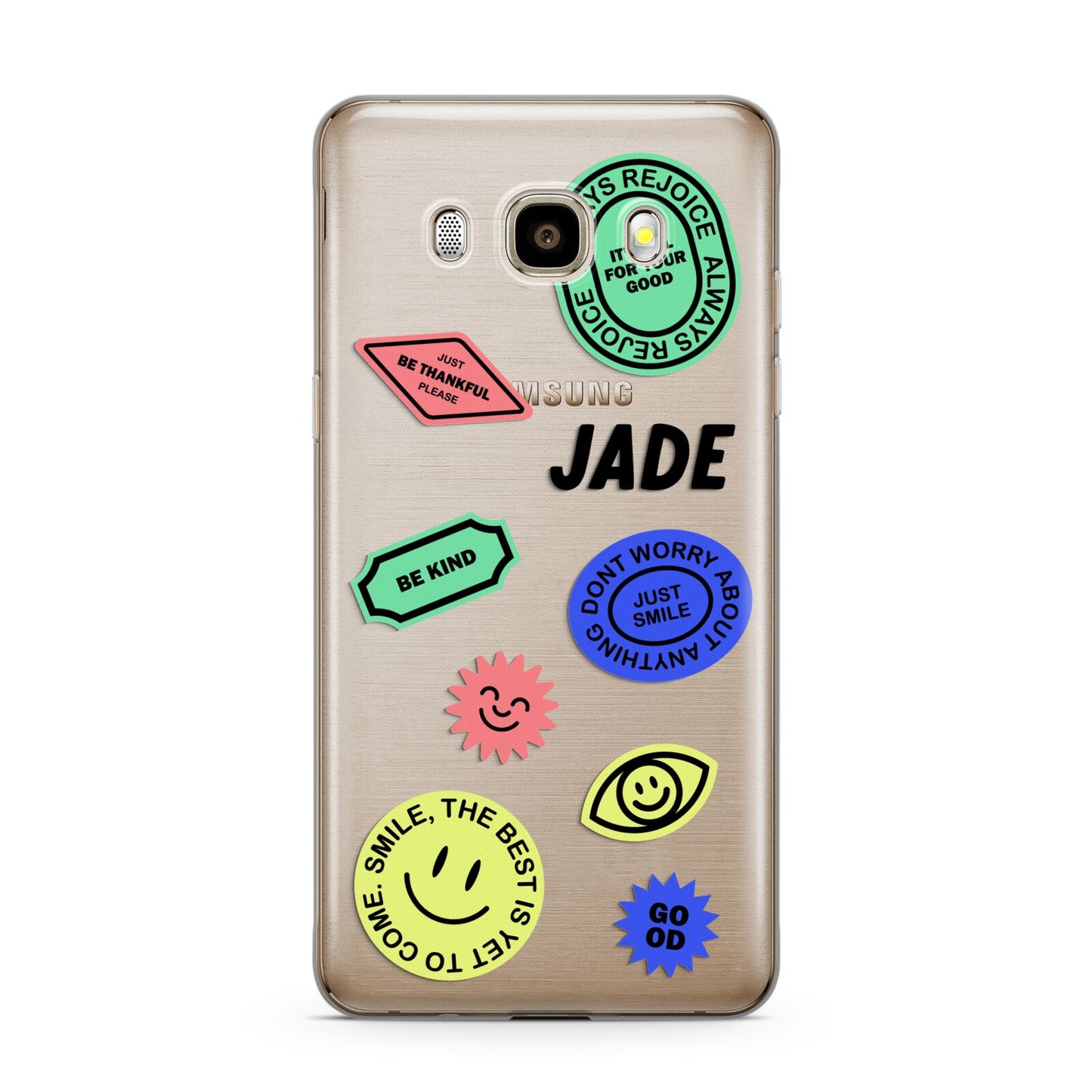 Custom Stickers Samsung Galaxy J7 2016 Case on gold phone