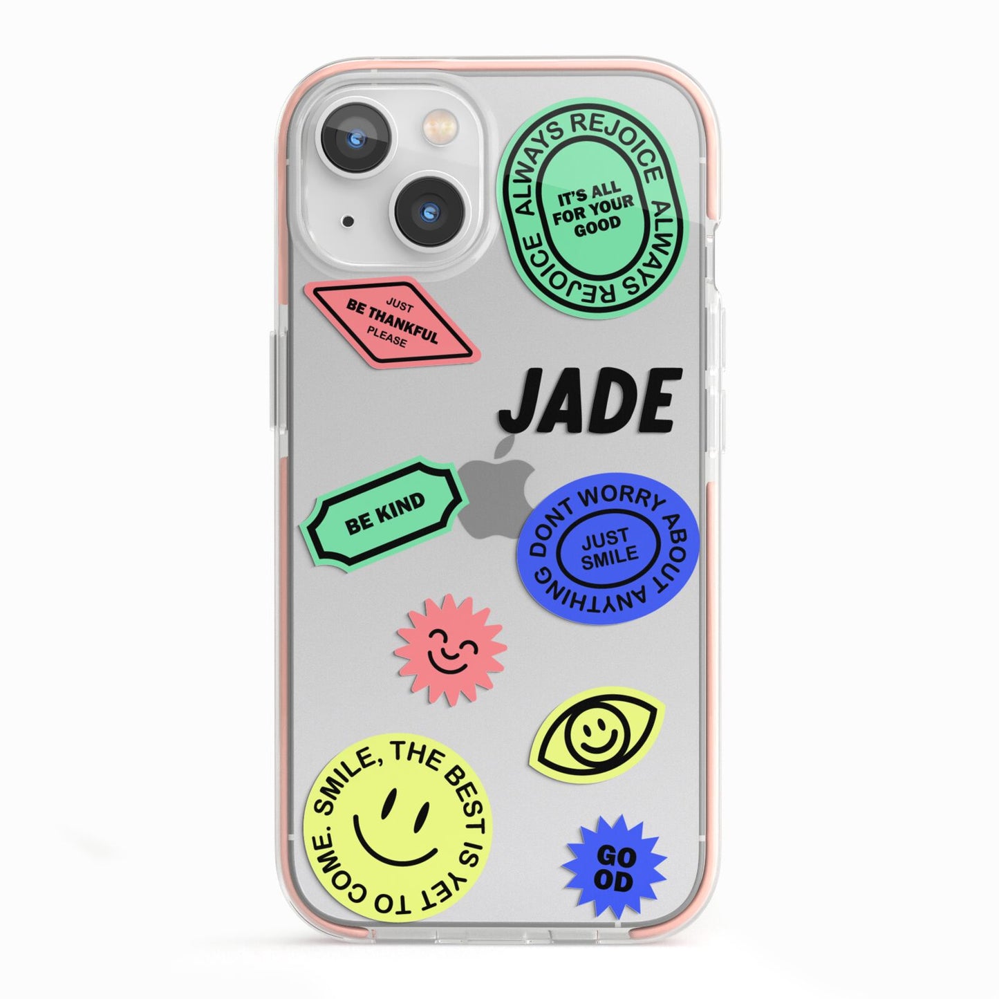 Custom Stickers iPhone 13 TPU Impact Case with Pink Edges