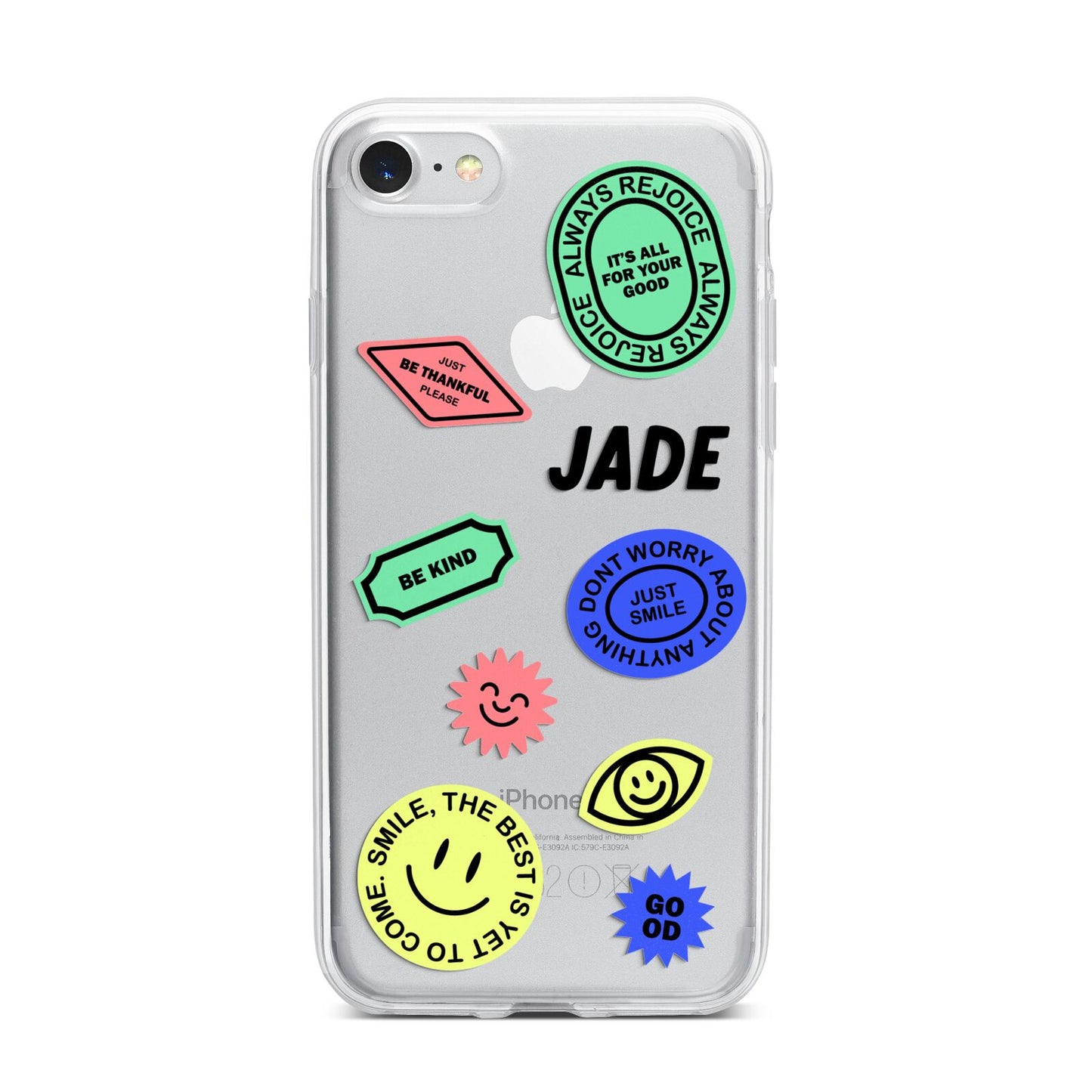 Custom Stickers iPhone 7 Bumper Case on Silver iPhone