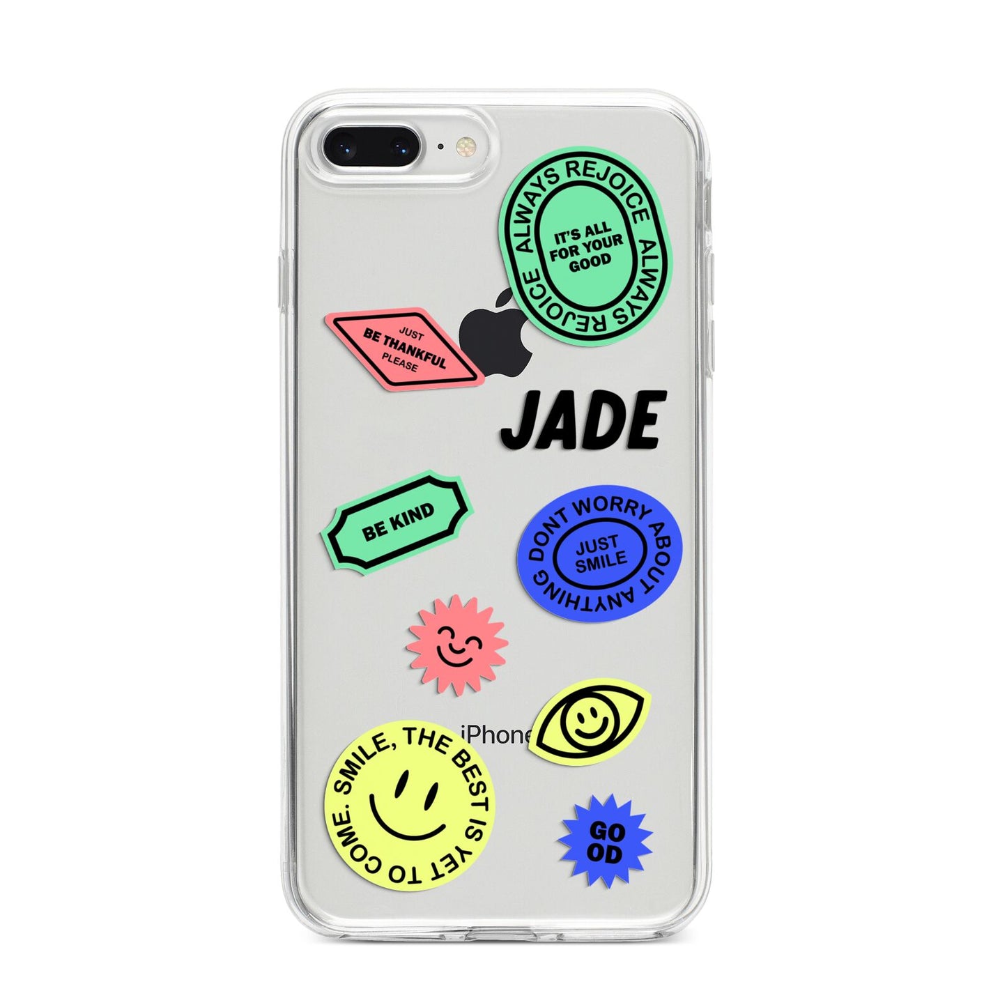 Custom Stickers iPhone 8 Plus Bumper Case on Silver iPhone