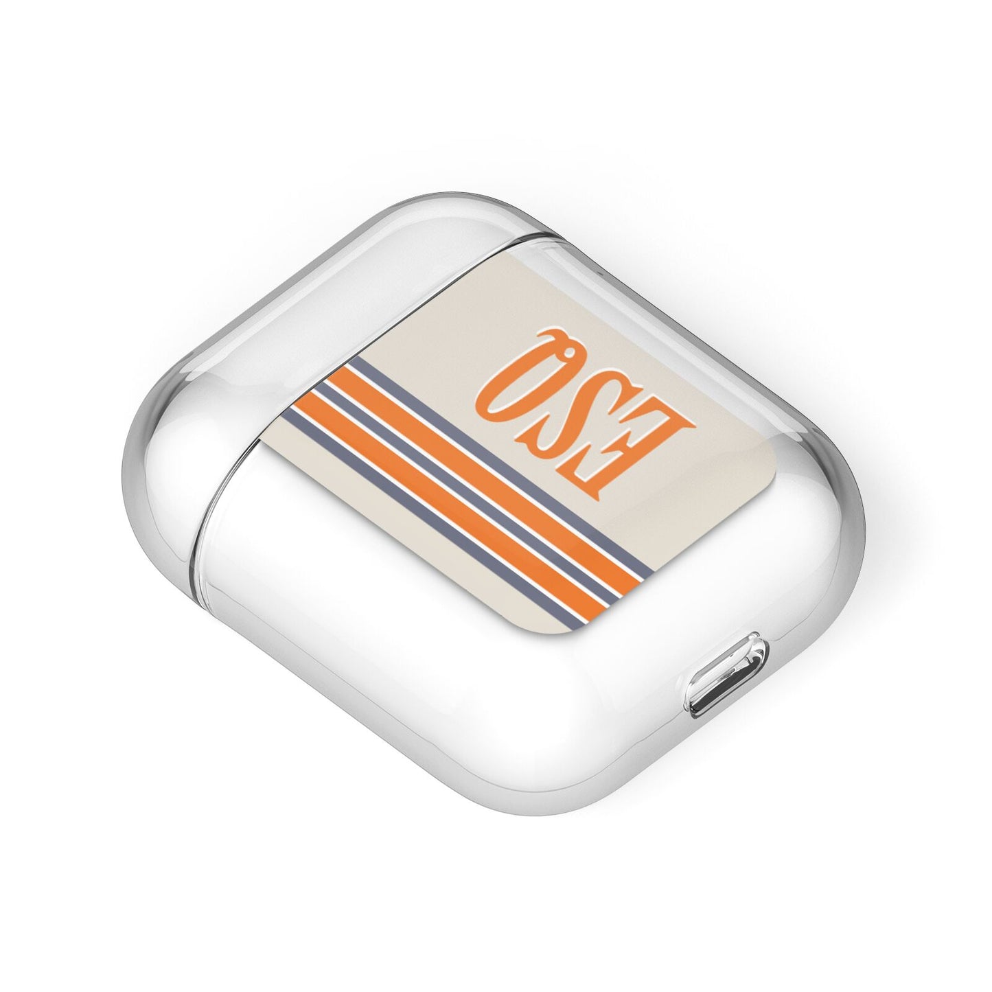 Custom Striped Initials AirPods Case Laid Flat