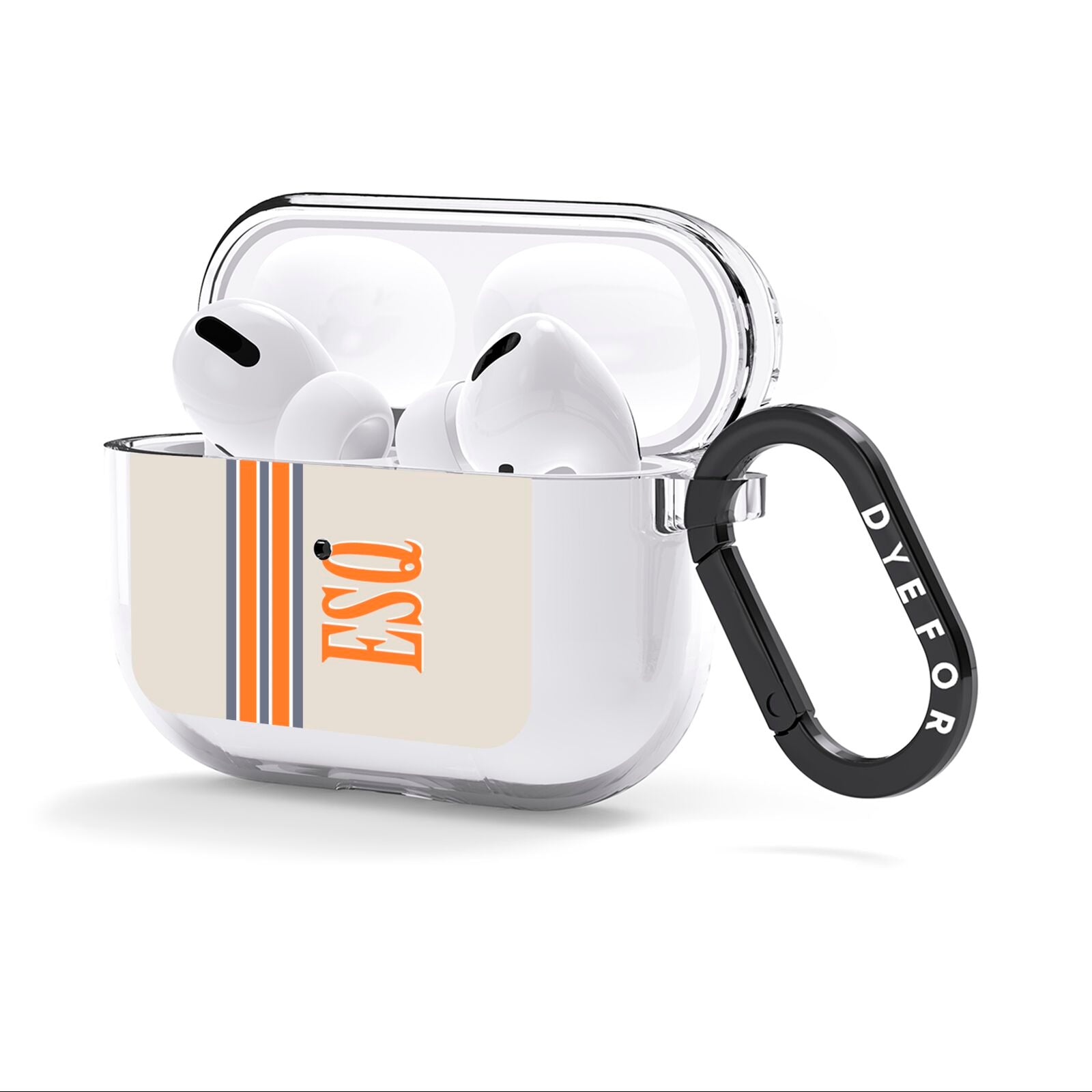 Custom Striped Initials AirPods Clear Case 3rd Gen Side Image