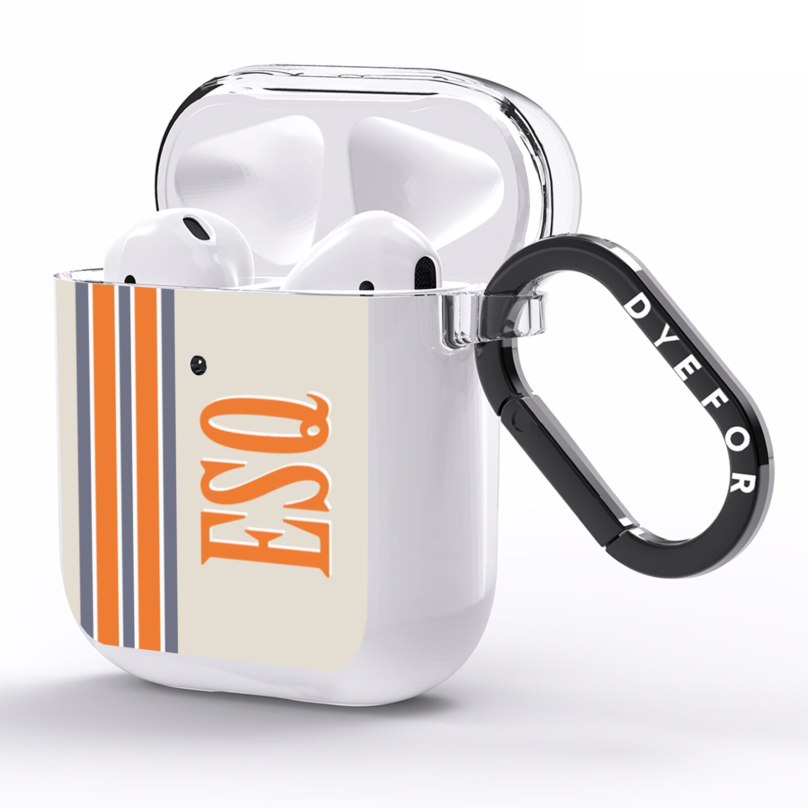 Custom Striped Initials AirPods Clear Case Side Image