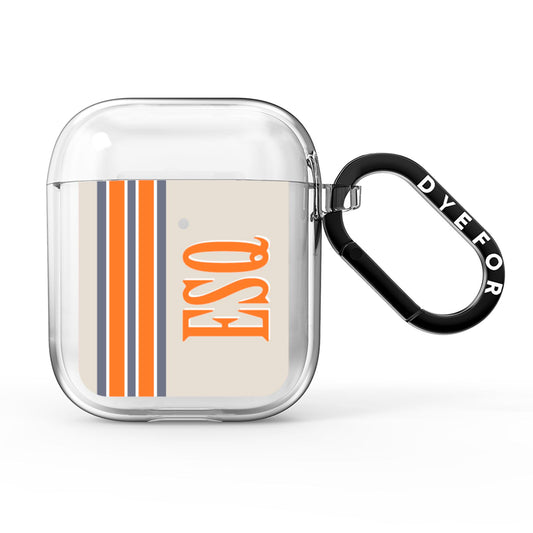 Custom Striped Initials AirPods Clear Case