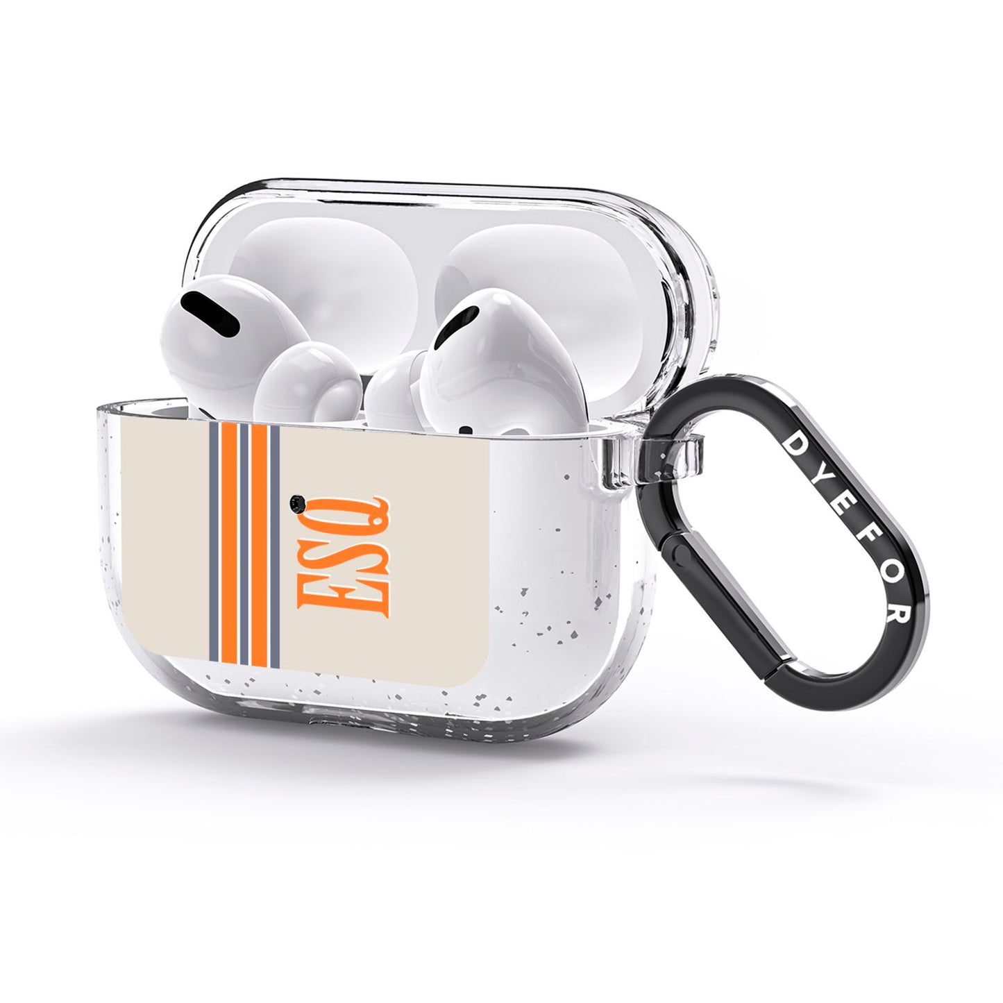 Custom Striped Initials AirPods Glitter Case 3rd Gen Side Image