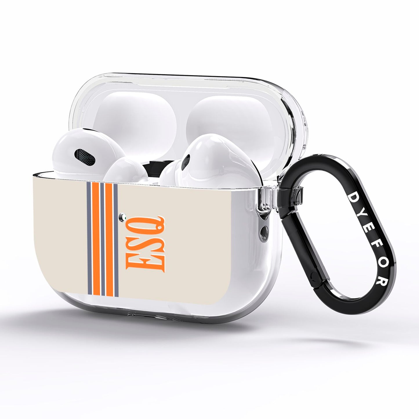 Custom Striped Initials AirPods Pro Clear Case Side Image