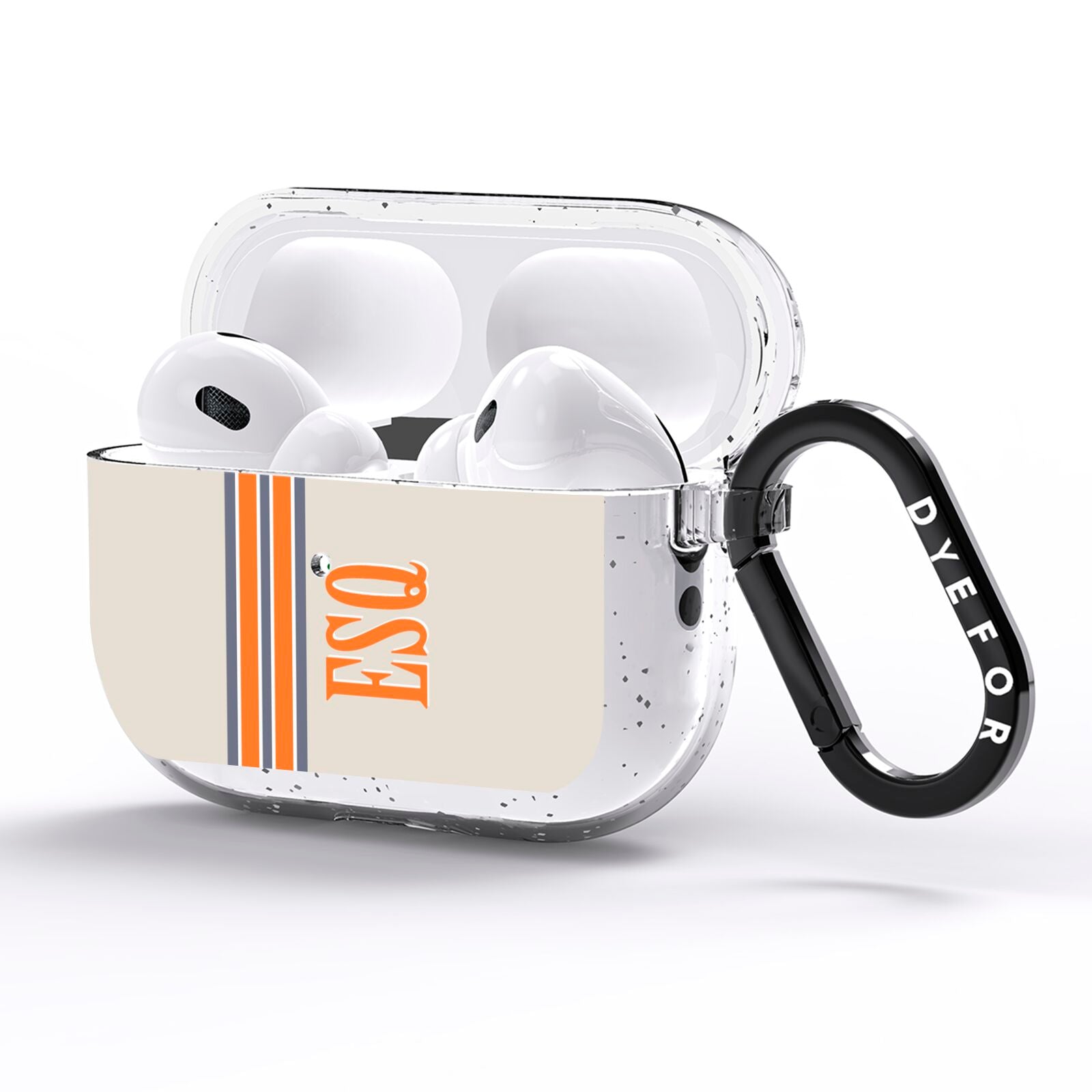 Custom Striped Initials AirPods Pro Glitter Case Side Image