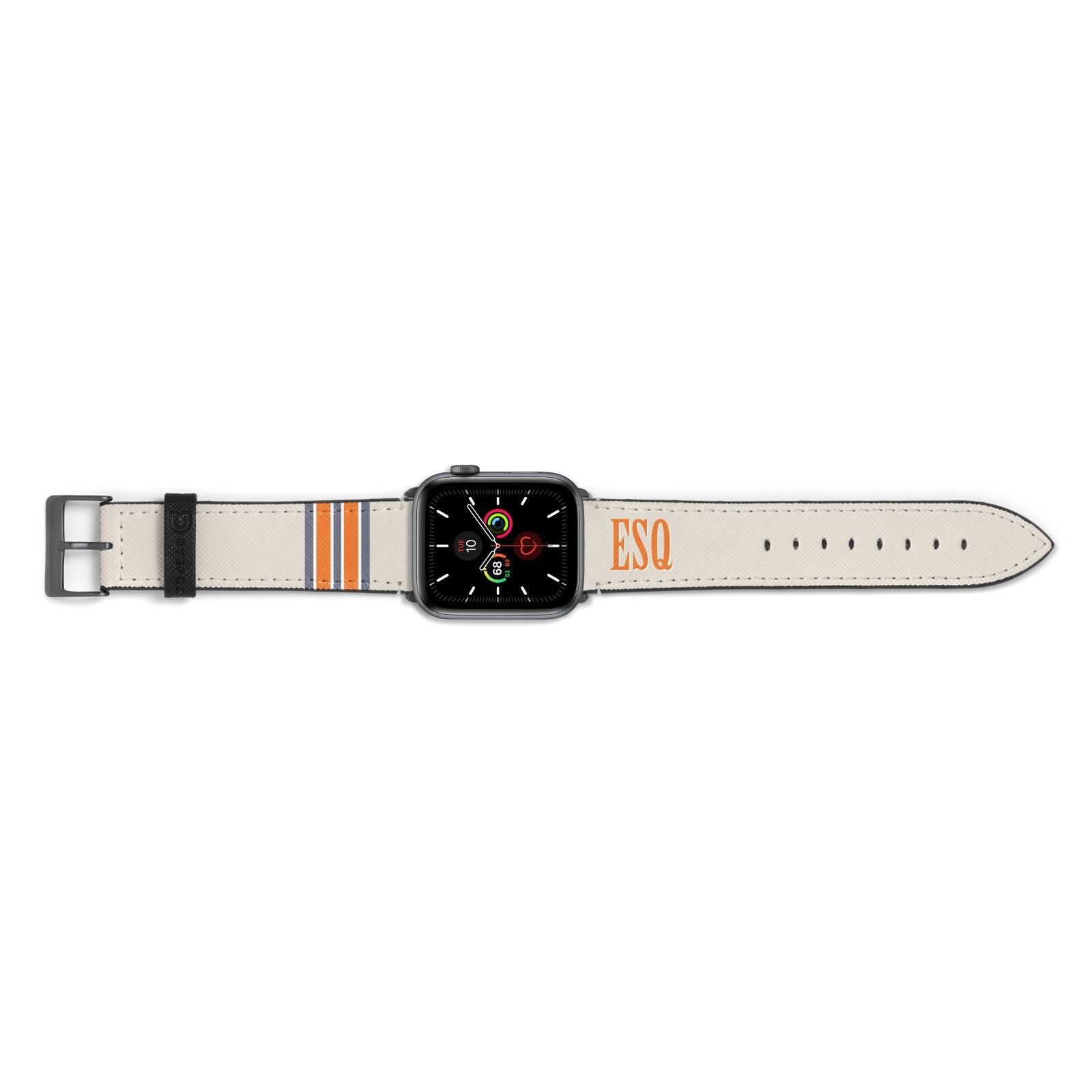 Custom Striped Initials Apple Watch Strap Landscape Image Space Grey Hardware