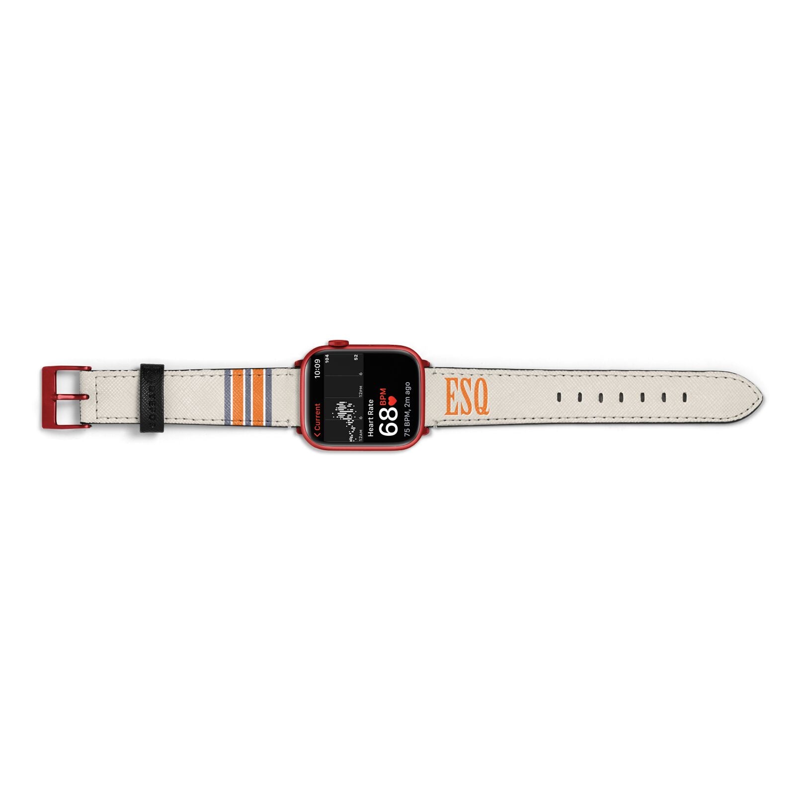 Custom Striped Initials Apple Watch Strap Size 38mm Landscape Image Red Hardware