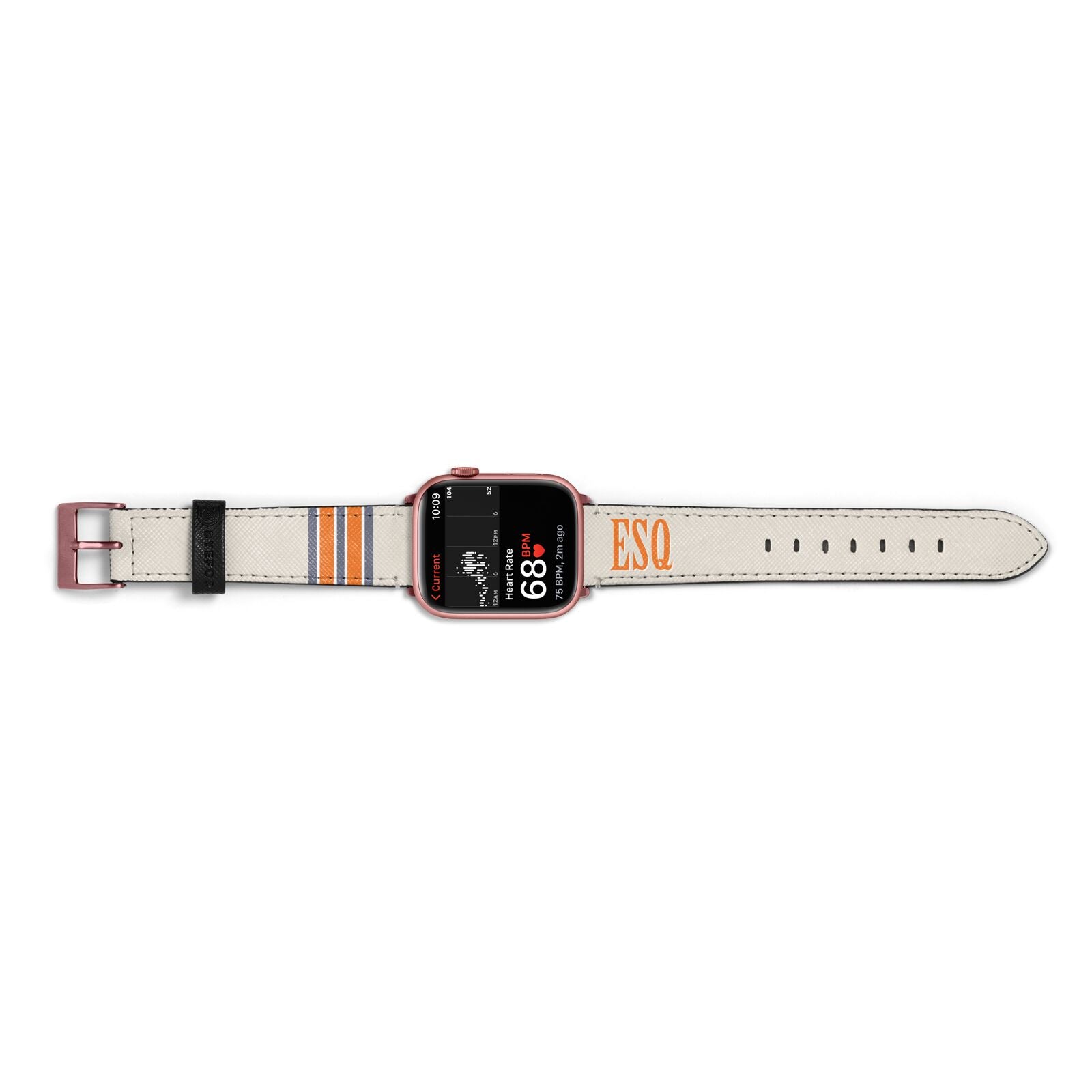 Custom Striped Initials Apple Watch Strap Size 38mm Landscape Image Rose Gold Hardware