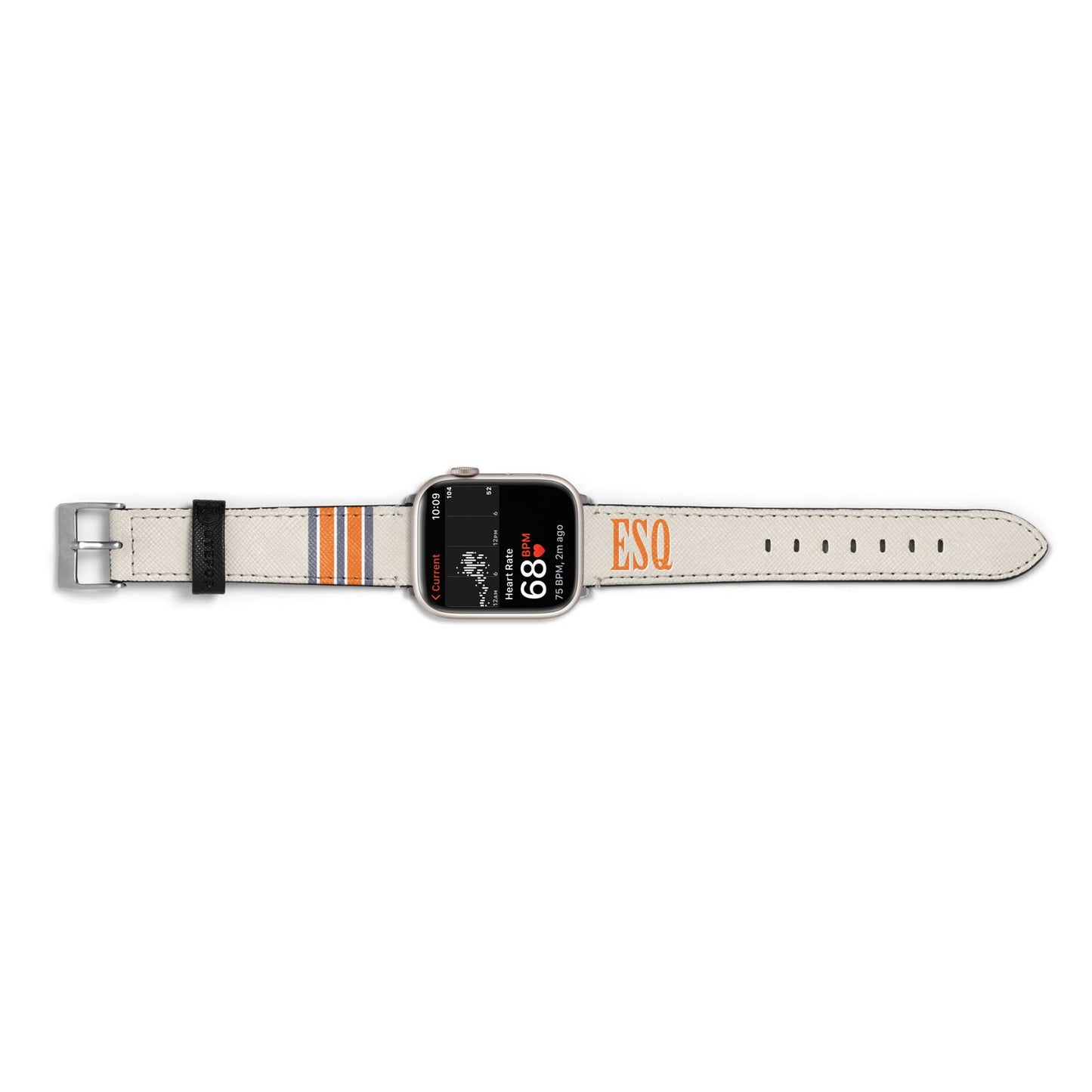 Custom Striped Initials Apple Watch Strap Size 38mm Landscape Image Silver Hardware