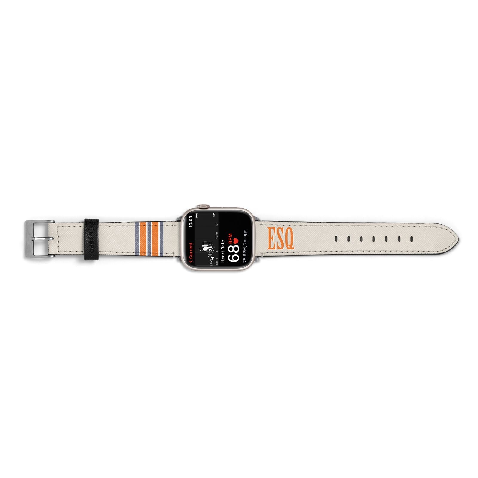 Custom Striped Initials Apple Watch Strap Size 38mm Landscape Image Silver Hardware