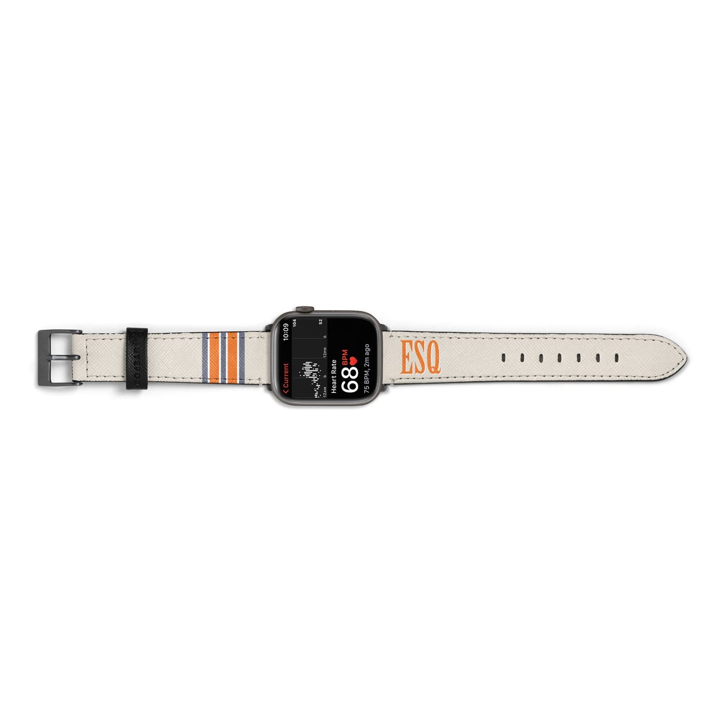 Custom Striped Initials Apple Watch Strap Size 38mm Landscape Image Space Grey Hardware