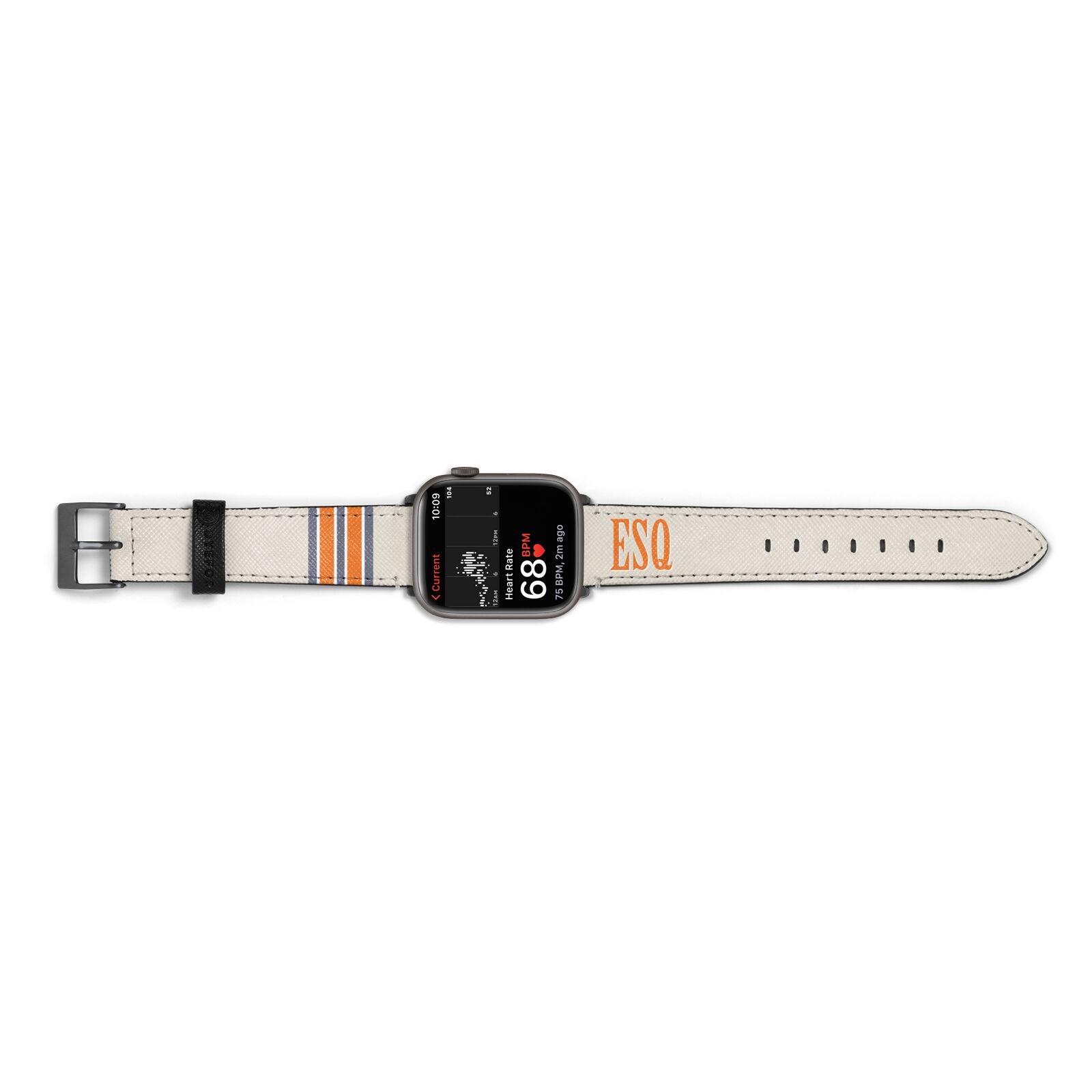 Custom Striped Initials Apple Watch Strap Size 38mm Landscape Image Space Grey Hardware