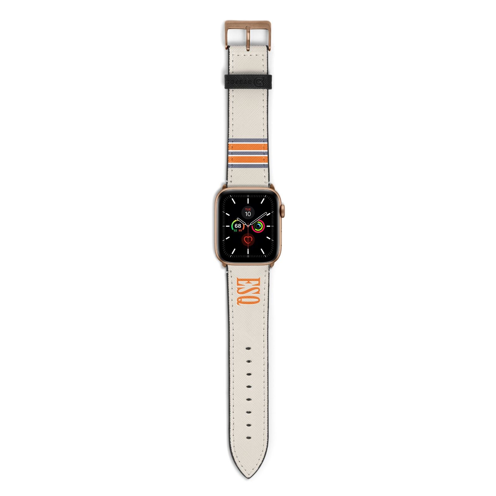 Custom Striped Initials Apple Watch Strap with Gold Hardware