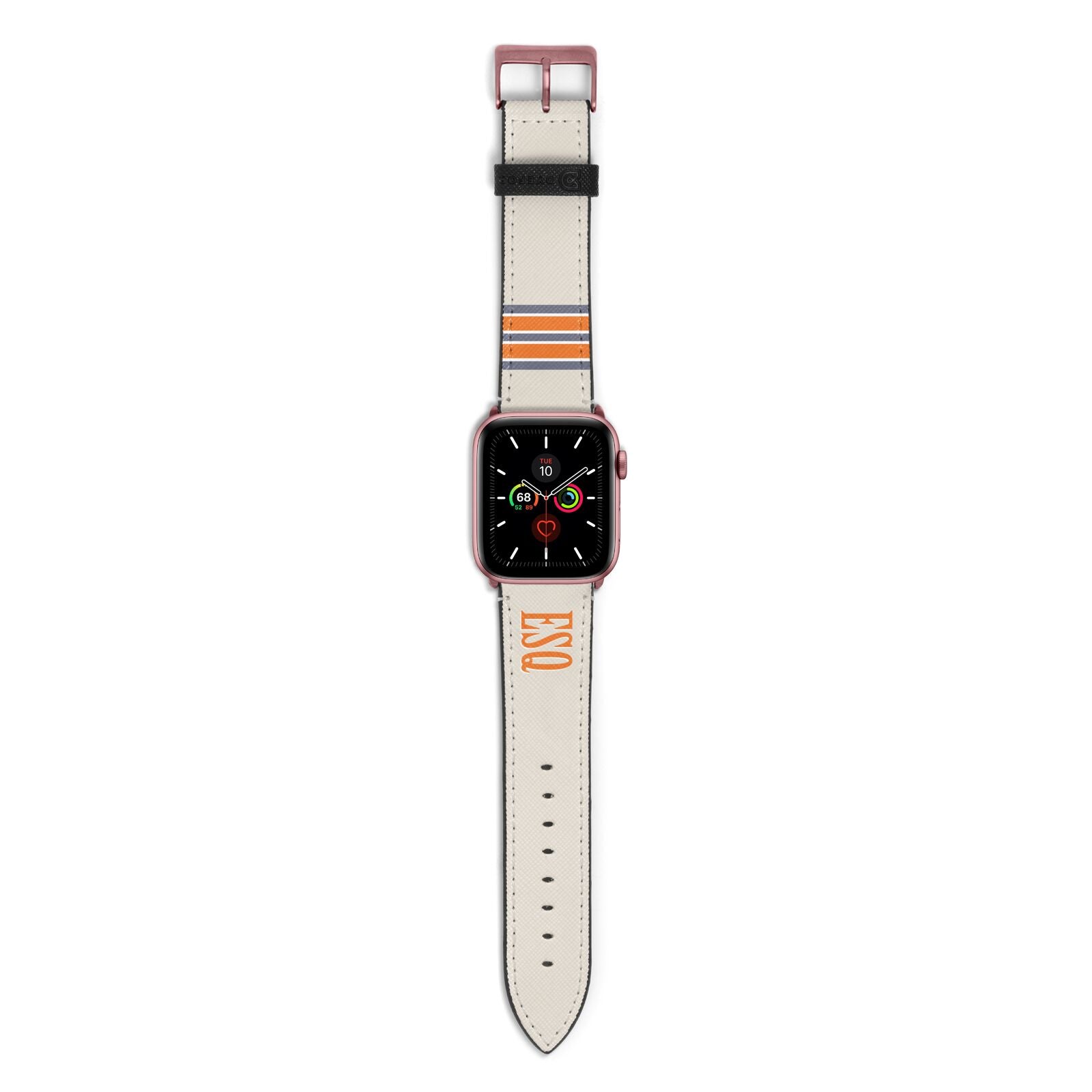 Custom Striped Initials Apple Watch Strap with Rose Gold Hardware