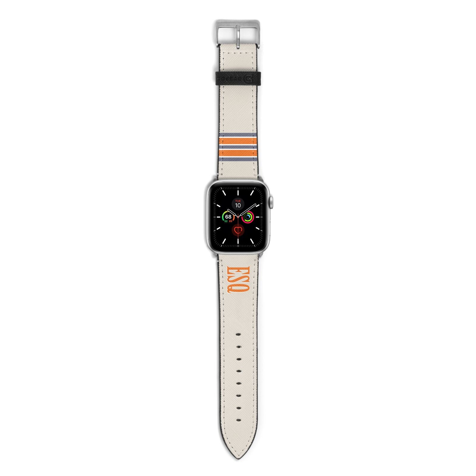 Custom Striped Initials Apple Watch Strap with Silver Hardware