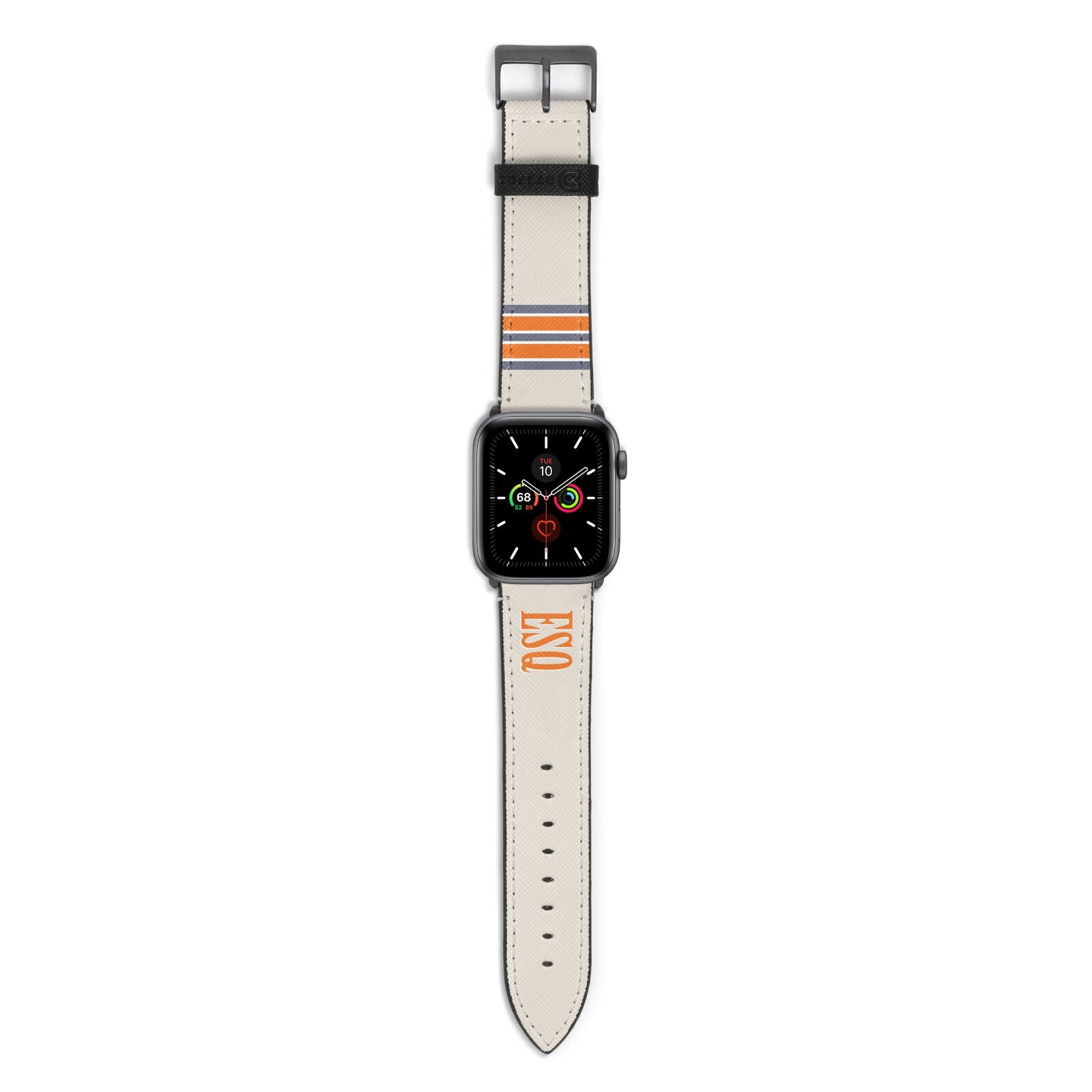 Custom Striped Initials Apple Watch Strap with Space Grey Hardware