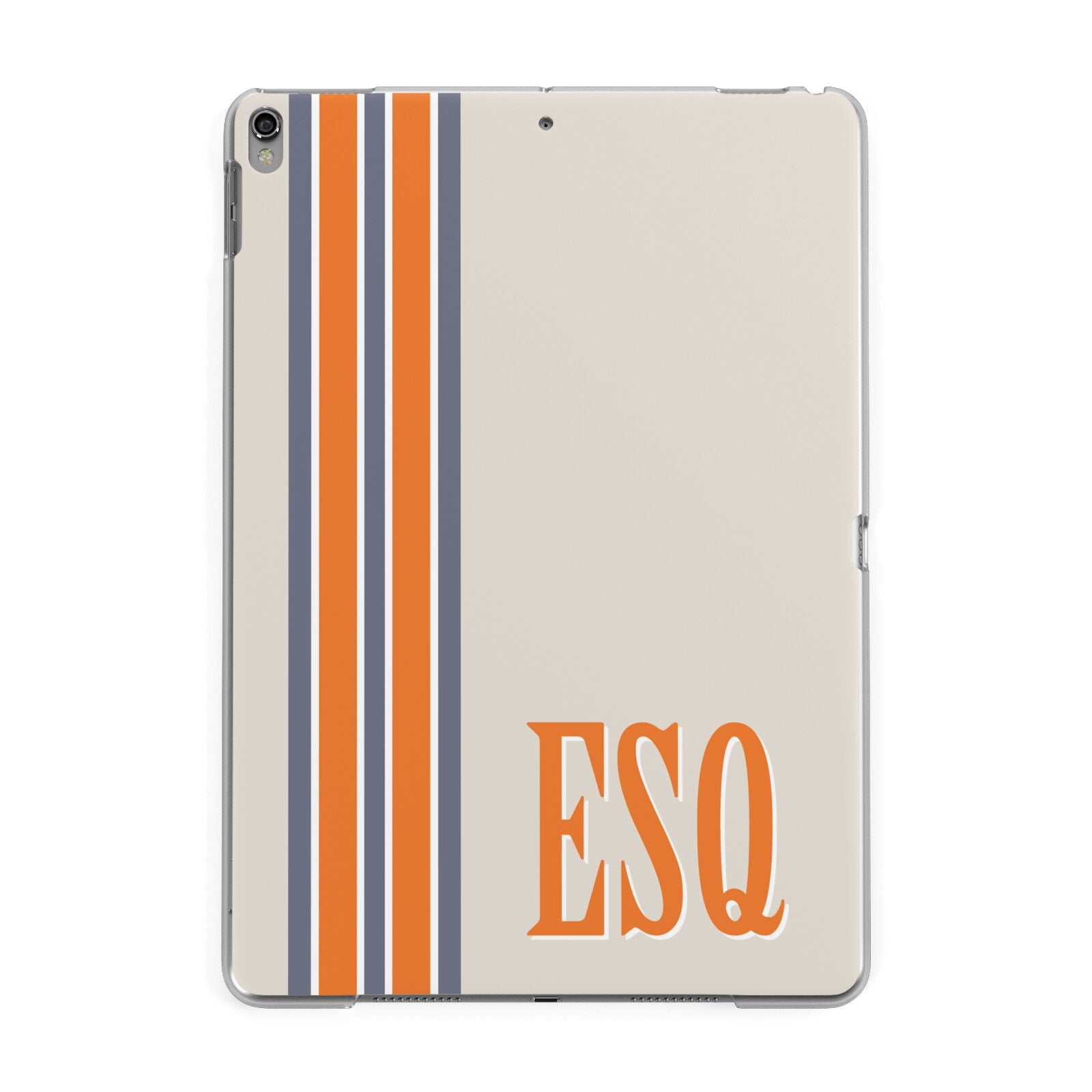 Custom Striped Initials Apple iPad Grey Case