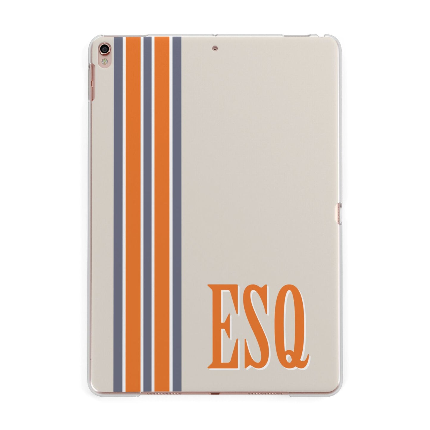 Custom Striped Initials Apple iPad Rose Gold Case