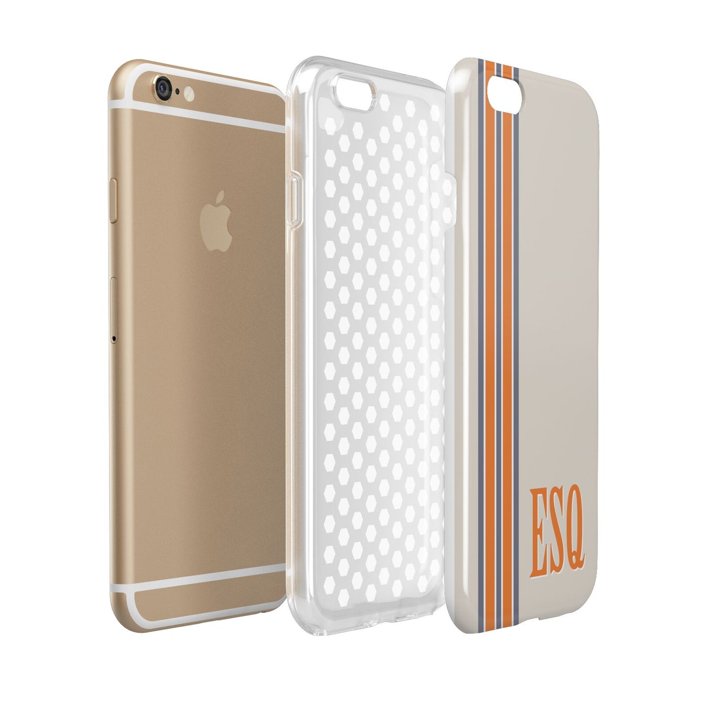 Custom Striped Initials Apple iPhone 6 3D Tough Case Expanded view