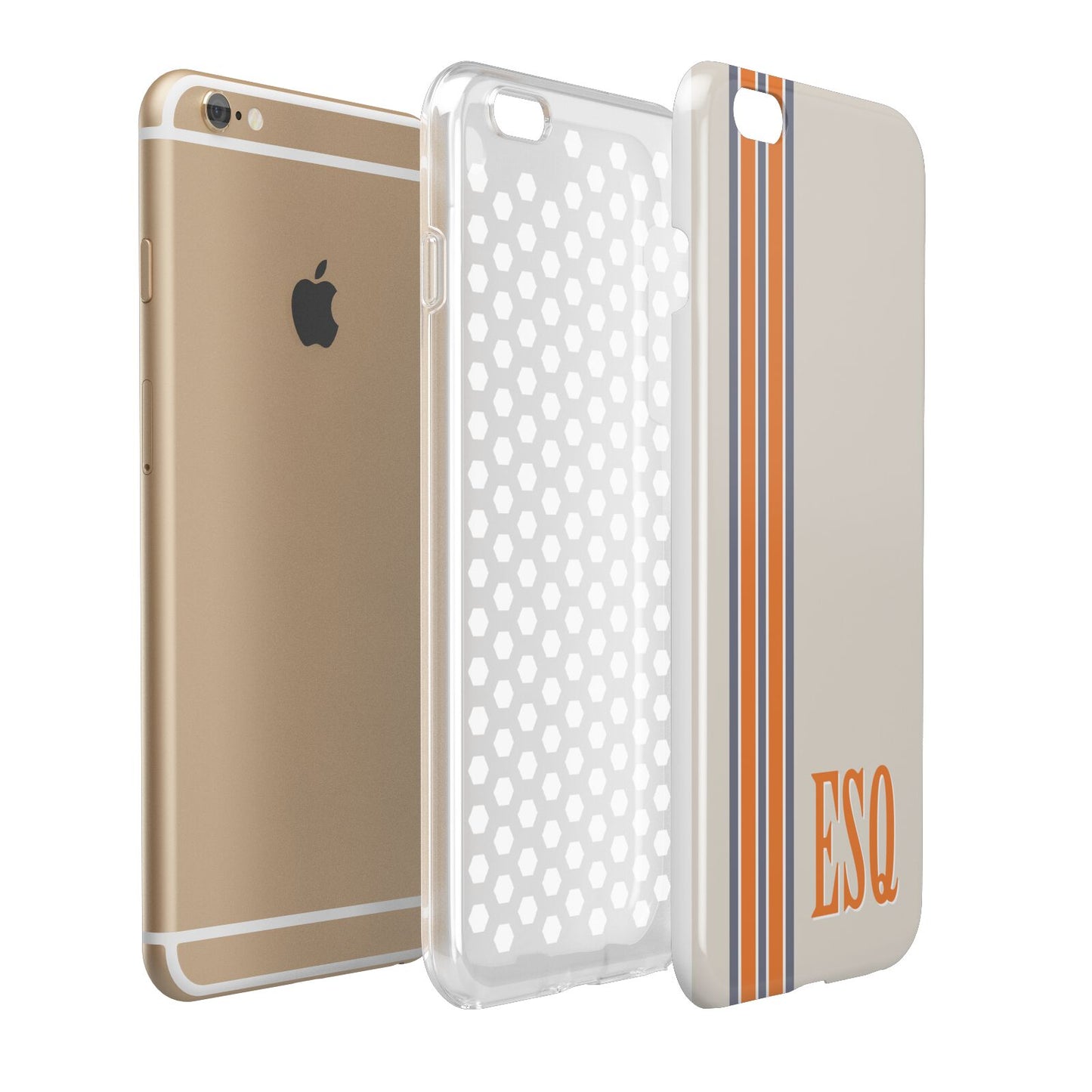 Custom Striped Initials Apple iPhone 6 Plus 3D Tough Case Expand Detail Image