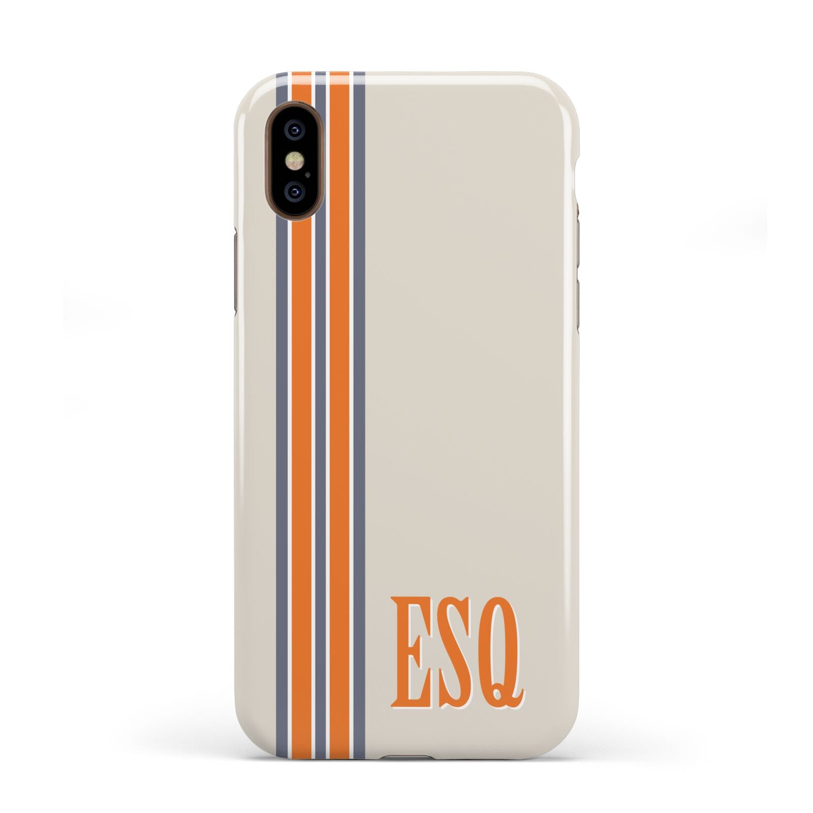 Custom Striped Initials Apple iPhone XS 3D Tough