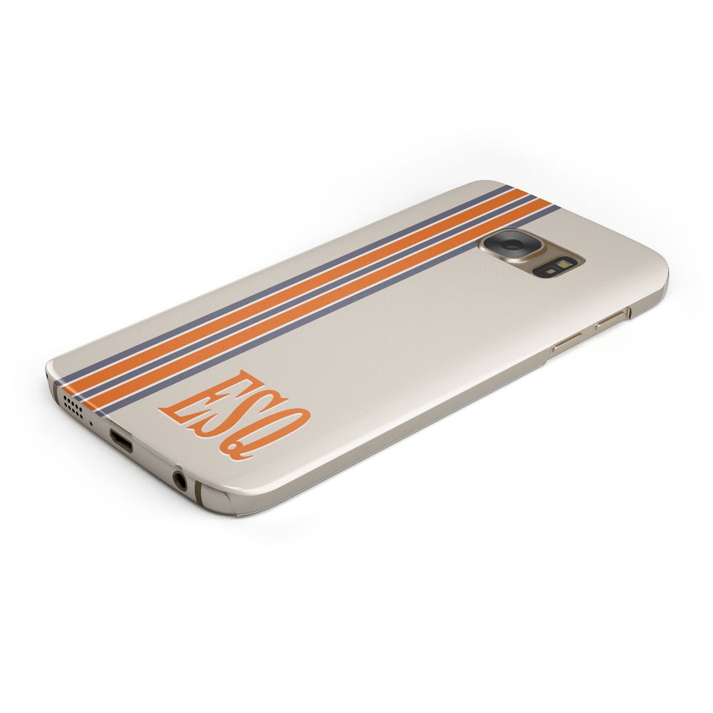 Custom Striped Initials Protective Samsung Galaxy Case Angled Image