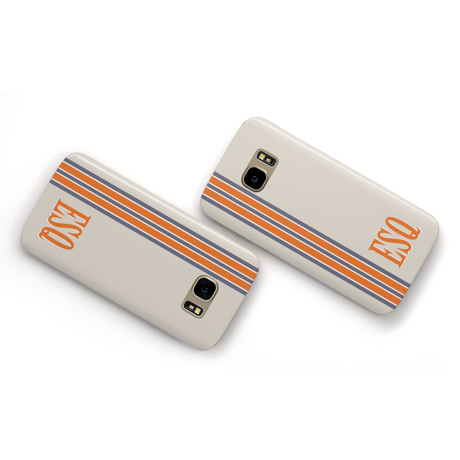 Custom Striped Initials Samsung Galaxy Case Flat Overview