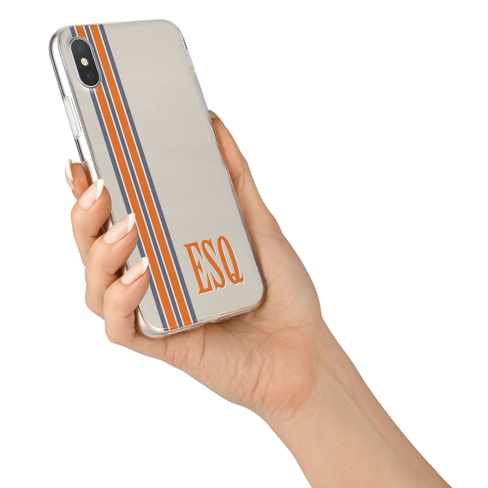 Custom Striped Initials iPhone X Bumper Case on Silver iPhone Alternative Image 2