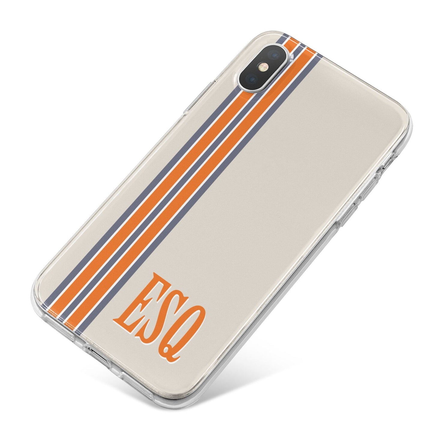 Custom Striped Initials iPhone X Bumper Case on Silver iPhone