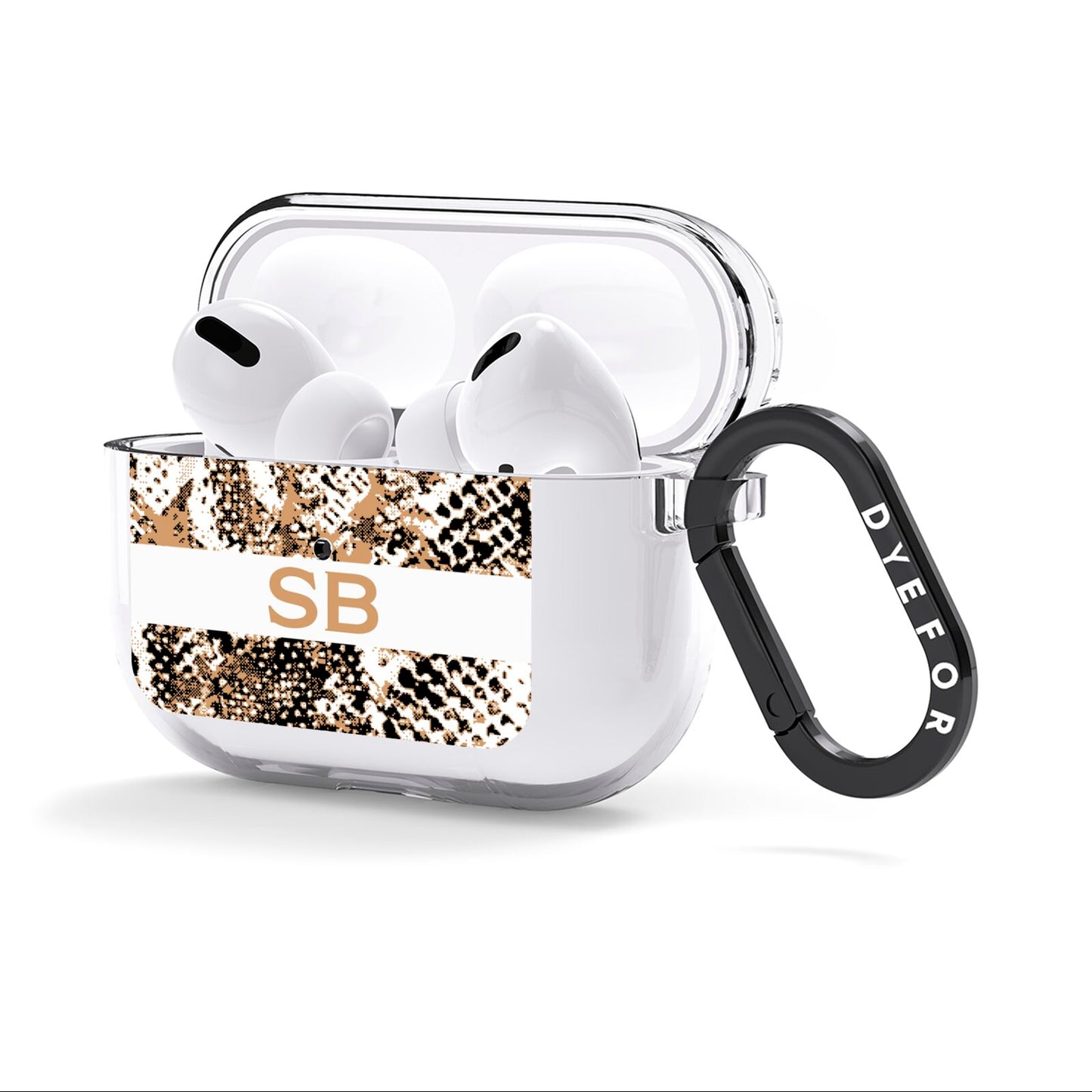 Custom Tan Snakeskin AirPods Clear Case 3rd Gen Side Image