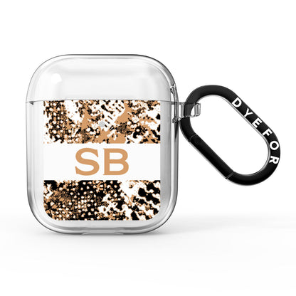 Custom Tan Snakeskin AirPods Clear Case