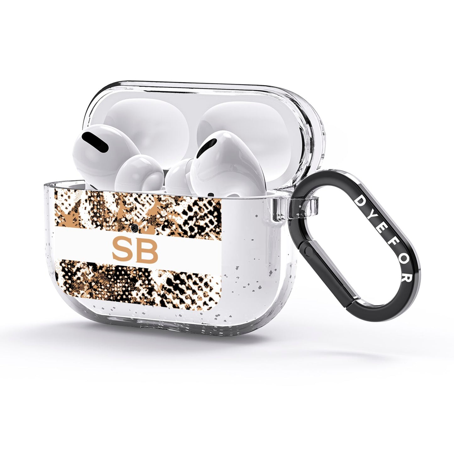 Custom Tan Snakeskin AirPods Glitter Case 3rd Gen Side Image