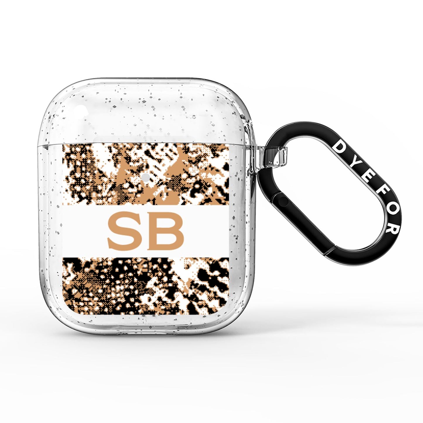 Custom Tan Snakeskin AirPods Glitter Case