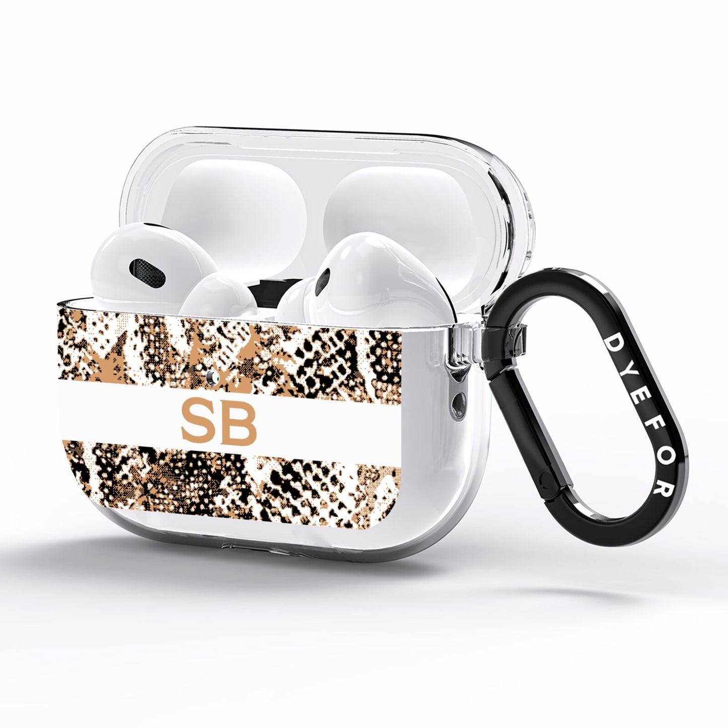 Custom Tan Snakeskin AirPods Pro Clear Case Side Image