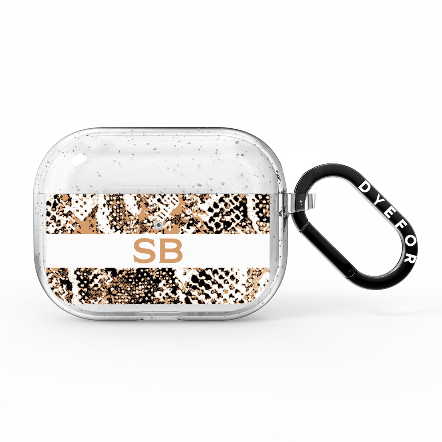 Custom Tan Snakeskin AirPods Pro Glitter Case