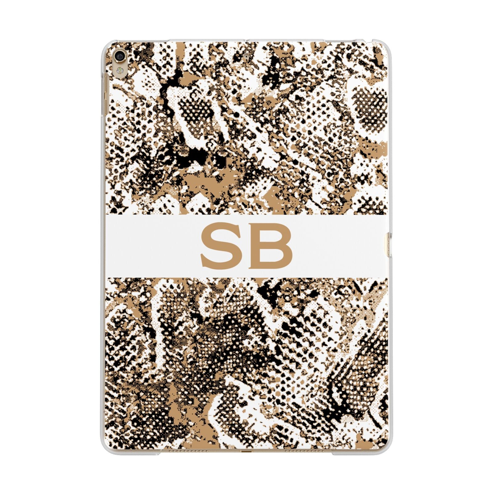 Custom Tan Snakeskin Apple iPad Gold Case