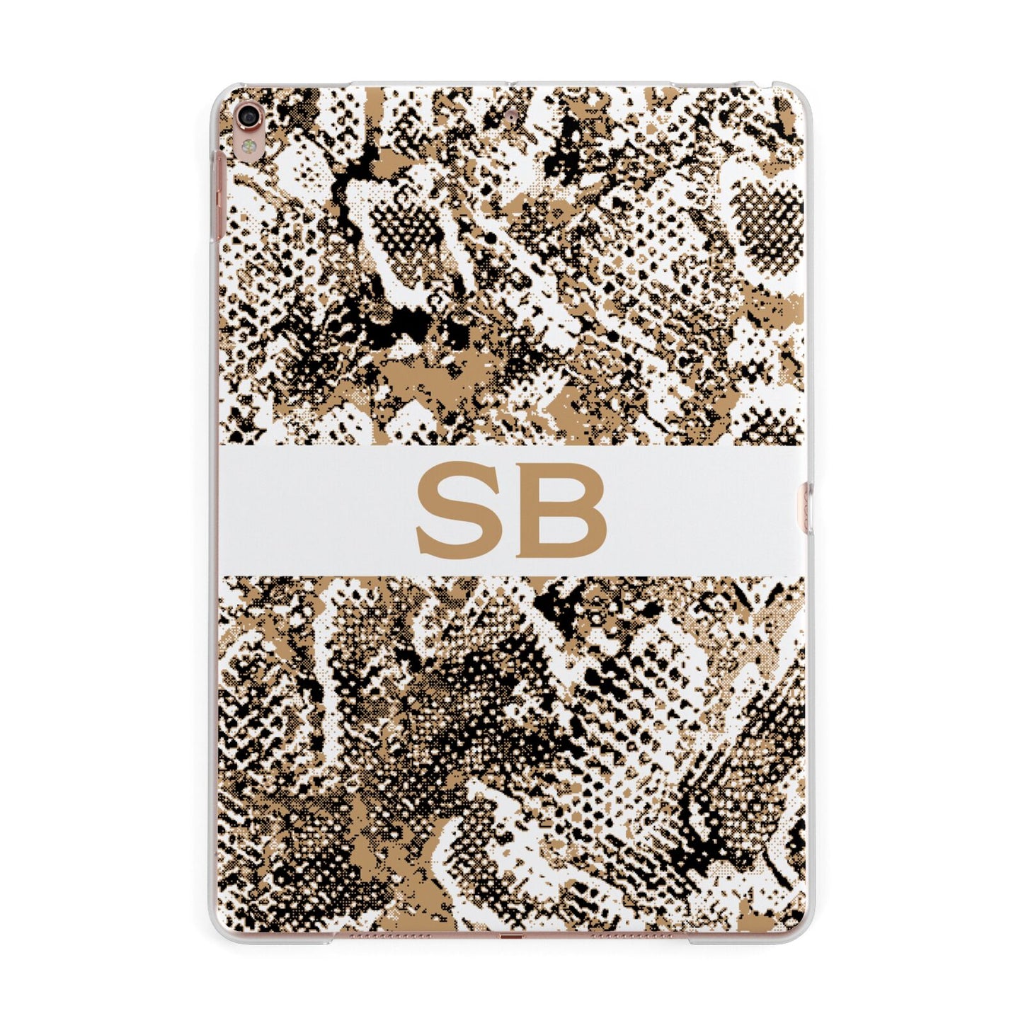 Custom Tan Snakeskin Apple iPad Rose Gold Case