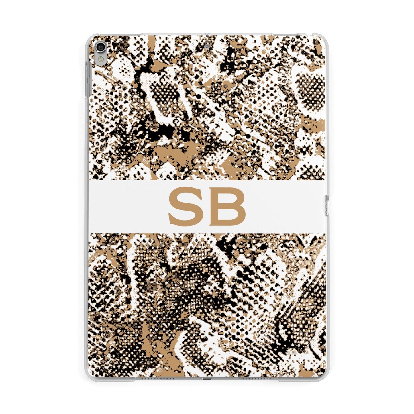 Custom Tan Snakeskin Apple iPad Silver Case