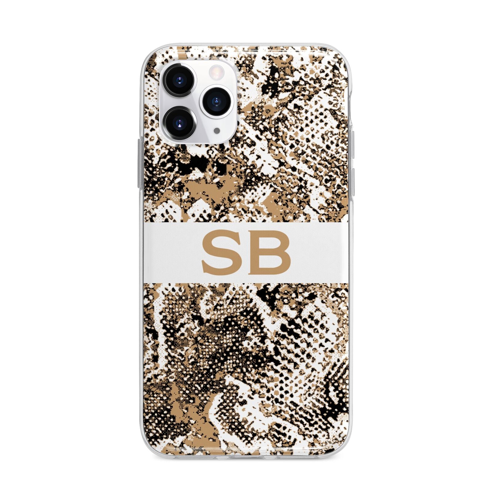 Custom Tan Snakeskin Apple iPhone 11 Pro Max in Silver with Bumper Case