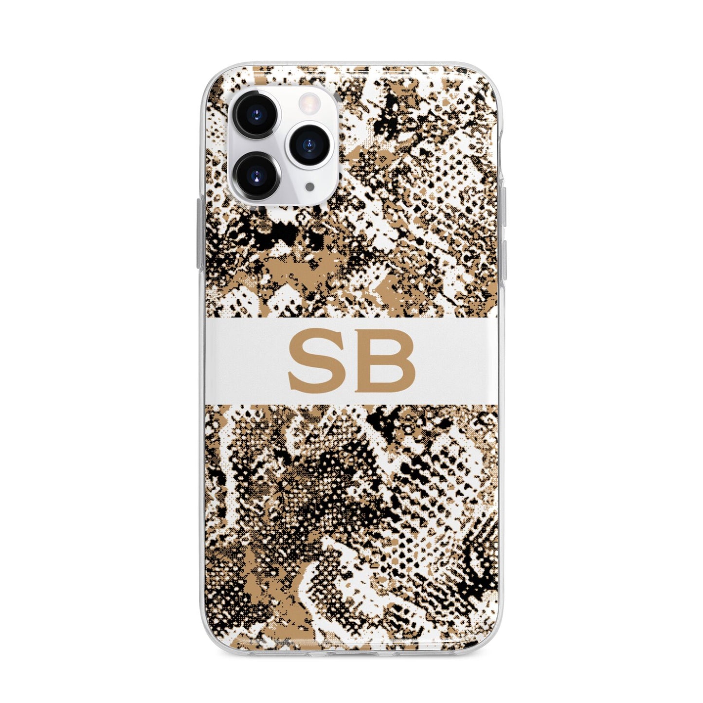 Custom Tan Snakeskin Apple iPhone 11 Pro in Silver with Bumper Case