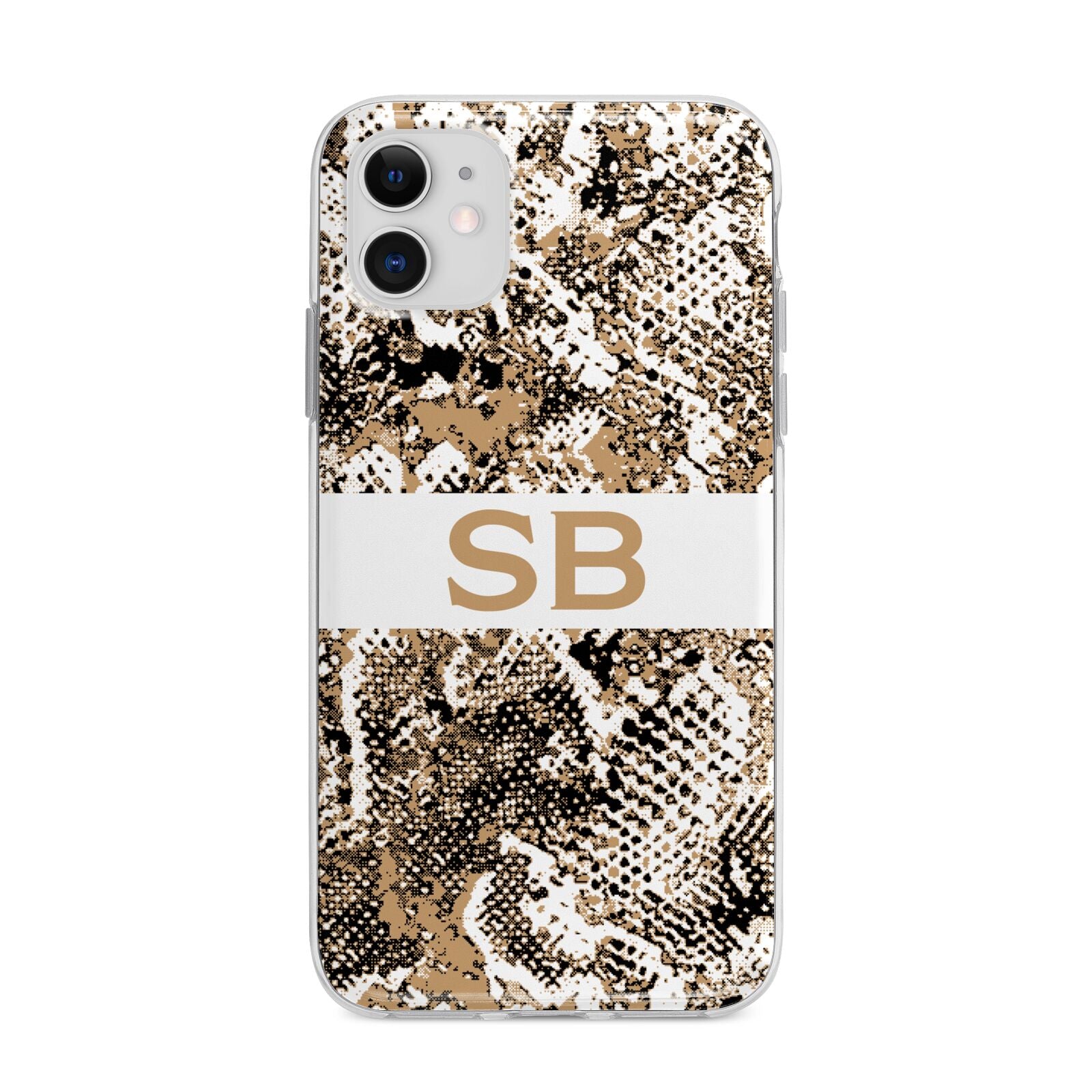 Custom Tan Snakeskin Apple iPhone 11 in White with Bumper Case