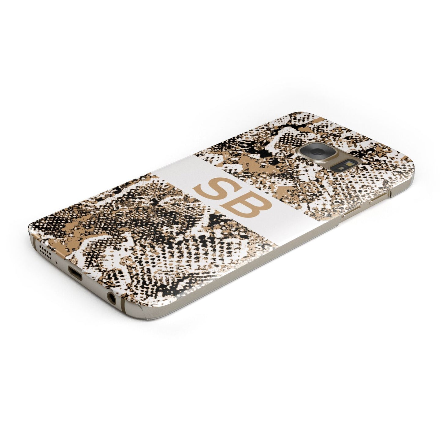 Custom Tan Snakeskin Protective Samsung Galaxy Case Angled Image