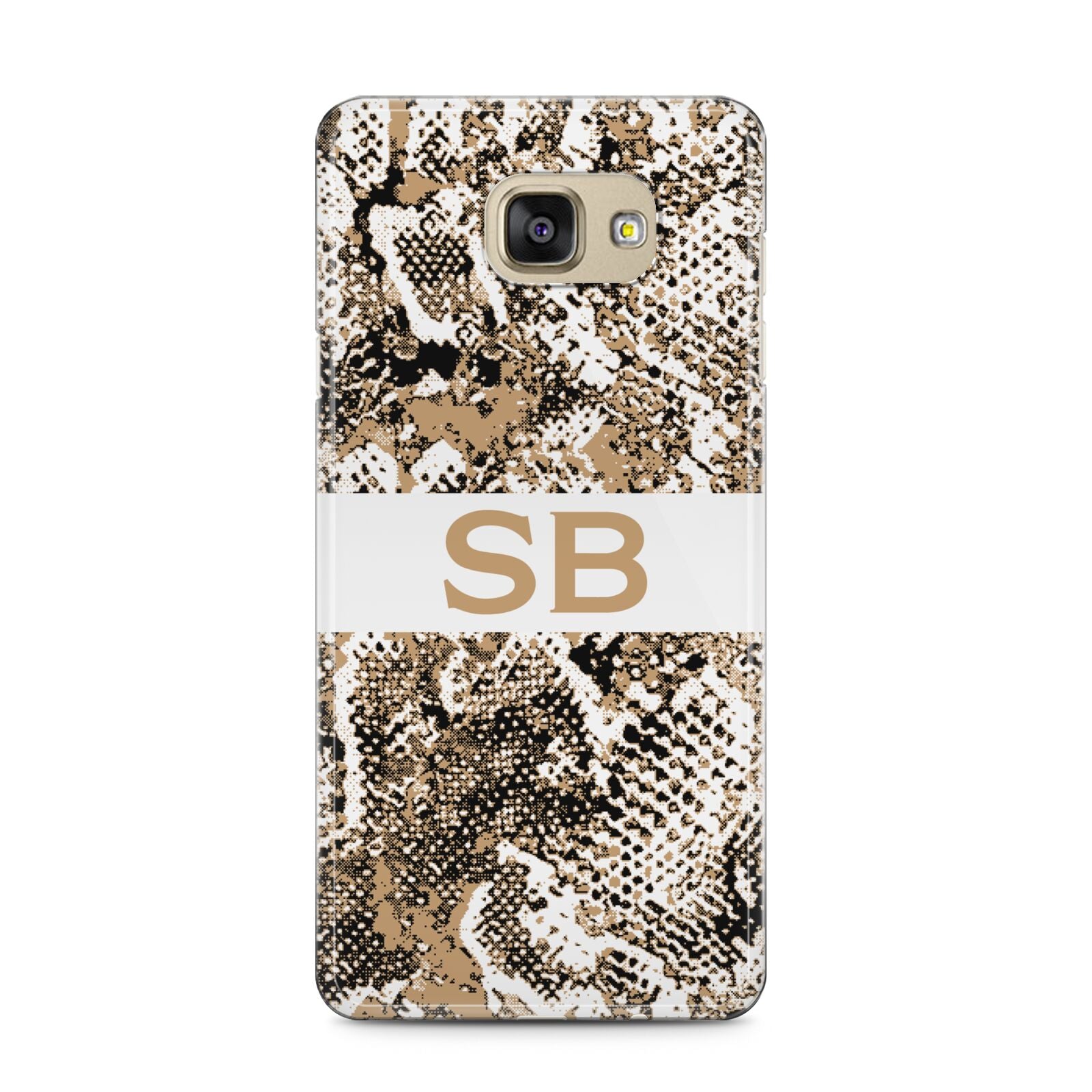 Custom Tan Snakeskin Samsung Galaxy A5 2016 Case on gold phone