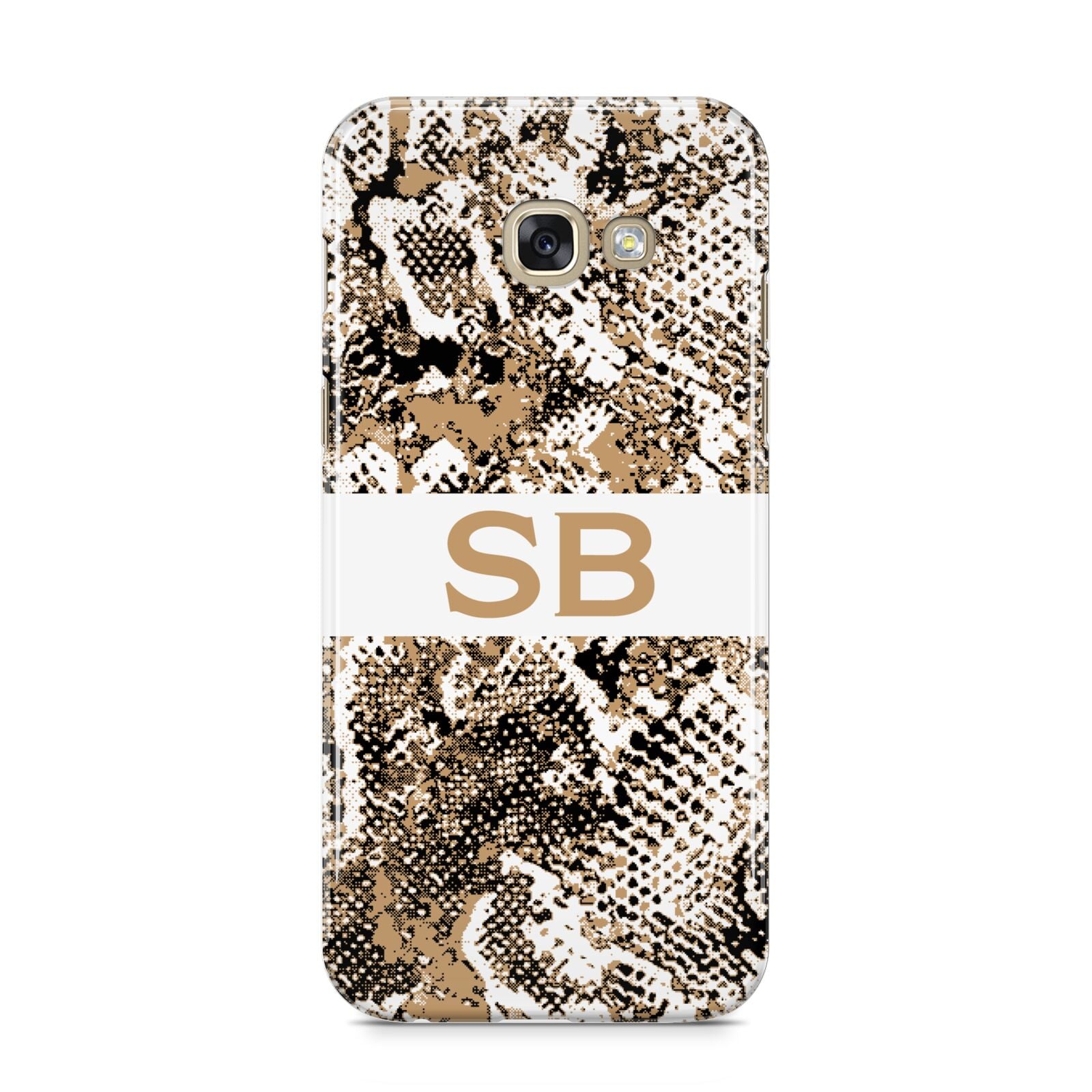 Custom Tan Snakeskin Samsung Galaxy A5 2017 Case on gold phone