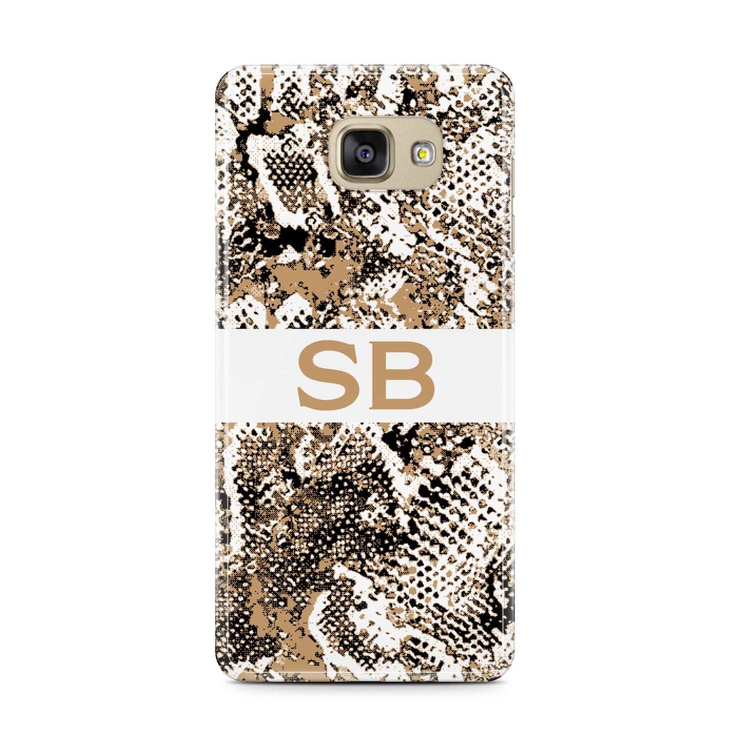 Custom Tan Snakeskin Samsung Galaxy A7 2016 Case on gold phone