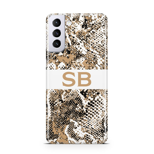 Custom Tan Snakeskin Samsung S21 Plus Phone Case